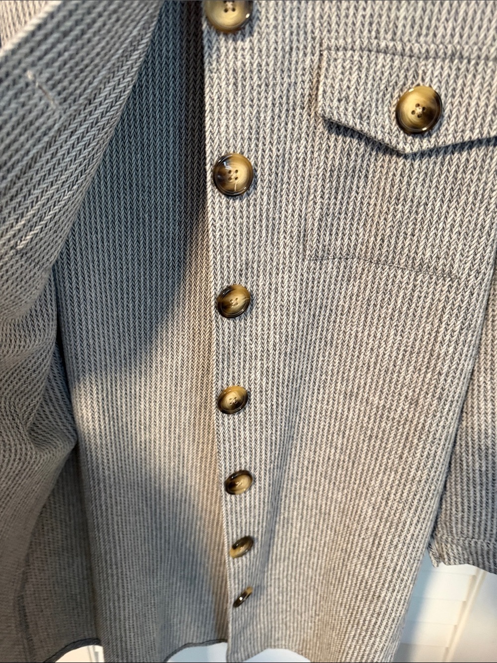 SHEIN Gray Ribbed Button-Front Long Coat - Picture 6 of 6